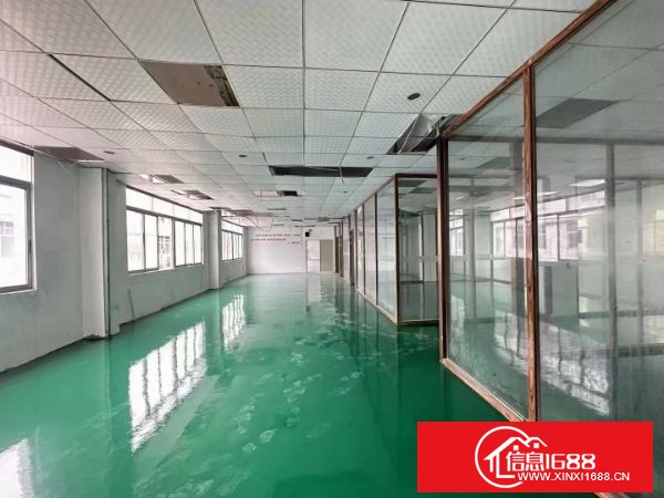 平湖山厦工业区2楼1300平厂房对外招租 现成办公室带装修 行业不限 可办环评