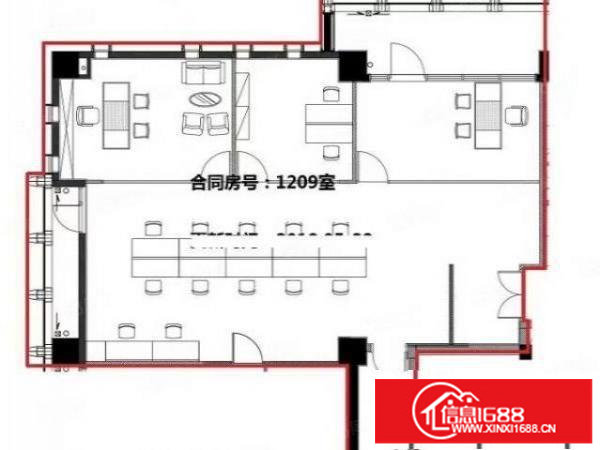 坂田华为基地旁，精装修甲级办公室350平，3加1格局，带阳台